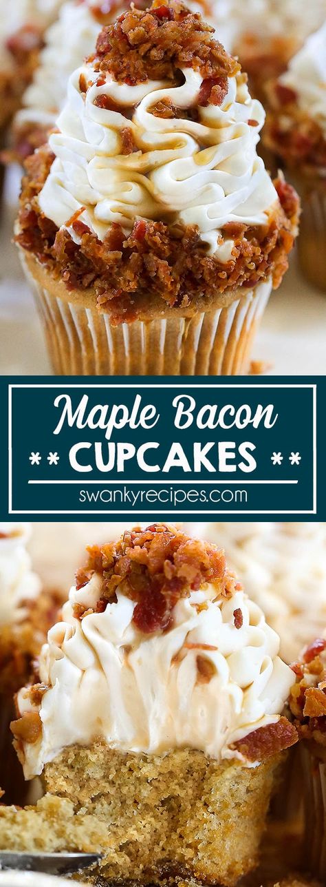 Bacon Dessert, Bacon Dessert Recipes, Maple Bacon Cupcakes, Coffee Sweets, Bacon Desserts, Bacon Cupcakes, Cream Cheese Buttercream Frosting, Pastry Ideas, Dessert Halloween