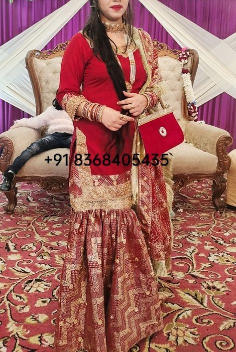 Banarasi silk bridal garara rampuri famous style Banarsi Garara Suit, Banarasi Gharara Designs, Banarasi Garara Designs, Banarasi Garara, Banarasi Silk Sharara With Embroidered Border For Eid, Floor-length Banarasi Silk Sharara For Festive Occasions, Bridal Garara, Garara Designs, Muslim Bride