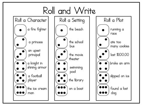 Teaching with a Smile Roll The Dice Story Writing, Roll And Write, Creative Writing For Kids, Roll A Story, Tutoring Ideas, Third Grade Writing, 5th Grade Writing, Diy Montessori, 2nd Grade Writing