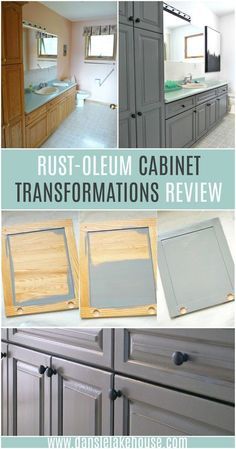 Rust-Oleum Cabinet Transformstions Review with Before and After Photos. The EASY Way to Repaint Melamine or Wood Cabinets, with NO SANDING! See How I Used the Rust-Oleum Cabinet Transformations Kit to Upgrade My Bathroom and Read About How Well it Held Up. #bathroommakeover #paintedcabinets Refinish Bathroom Cabinets, Rustoleum Cabinet Transformation, Rustoleum Cabinet, Paint Cabinets, Cabinet Transformations, Kitchen Cabinet Makeover, Craft Spaces, Bathroom Cabinetry, Kitchen Design Diy