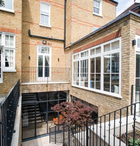 Exterior rear basement lightwell - Contemporary - Basement - London - by Matthew Giles Architects | Houzz UK Basement Lightwell, Contemporary Basement, Basement, Architects, Exterior, London