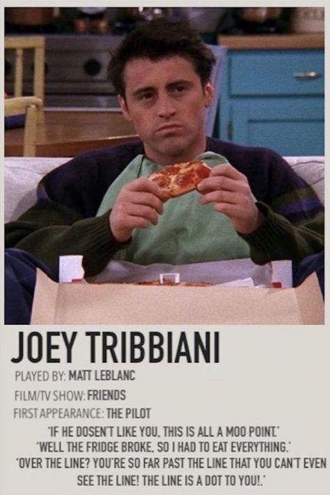 Joey Tribbiani Poster, Friends Dialogues, Character Polaroid, American Horror Story Characters, Polaroid Movie Poster, Indie Movie Posters, Friends Tv Quotes, Robert Downey Jr Iron Man, Polaroid Posters