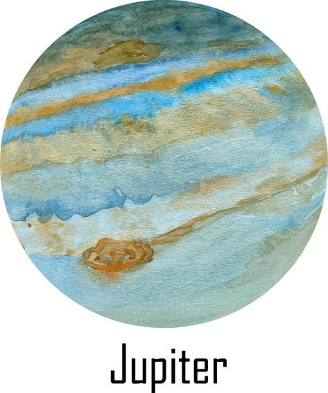 Watercolor planet Jupiter isolated on white. Jupiter Illustratio Tattoo Future, Planet Jupiter, The Plant, Planets, Vector Free, Royalty Free, Clip Art, Tattoos, Water