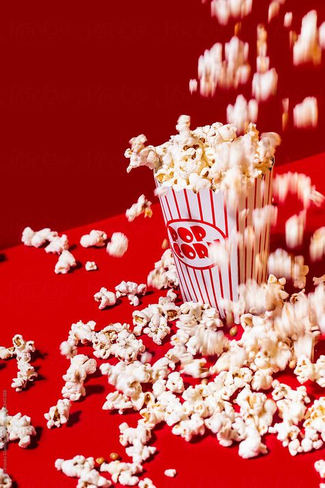 Popcorn falling in front of red background Popcorn Aesthetic, Popcorn Posters, Only Picture, Gourmet Popcorn, Aesthetic Blue, Aesthetic Colors, Red Aesthetic, Screen Savers, Red Background