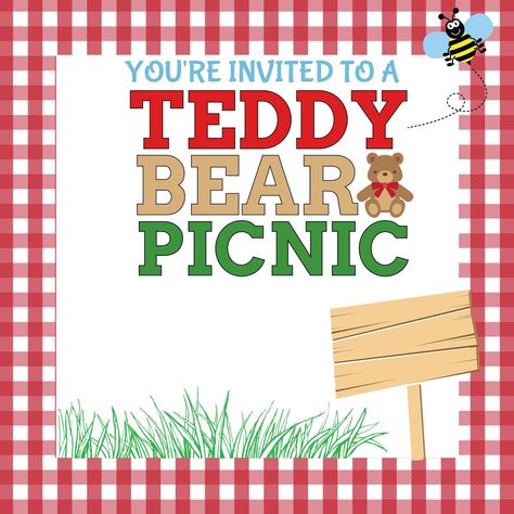 Teddy Bear's Picnic Invite Free Printable Teddy Bear Picnic Invitation, Picnic Invite, Flash Card Template, Picnic Baby Showers, Picnic Invitations, Teddy Bears Picnic, Teddy Bear Crafts, Teddy Bear Day, Kids Teddy Bear