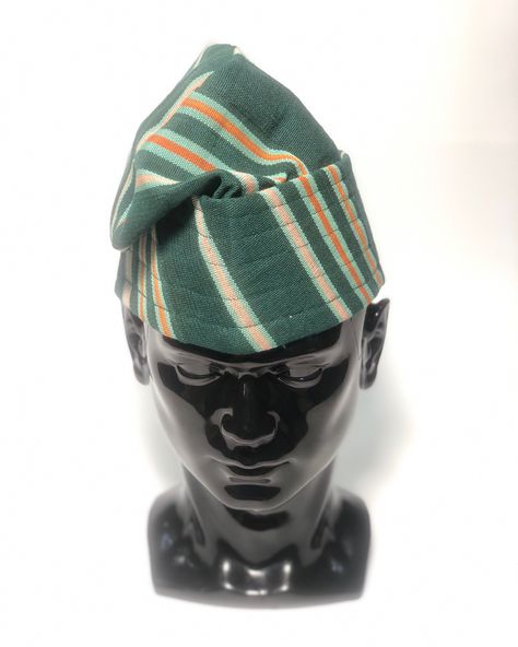 Stripped Green Yoruba Men Native Asooke Fila Cap available for sale at Capkings.ng. This Yoruba traditional hat is perfect for gentlemen and classy men. This hat is available in different colors and sizes. #yorubacaps #asookefilainlagos #greencaps #owambeparties #asookefilaformen #asookefilaforkids Hats For Weddings, Agbada Design, Trendy Hats, Women Fedora, Gatsby Hat, Royal Hats, Skull Hat, Women Hats, Fedora Hat Women