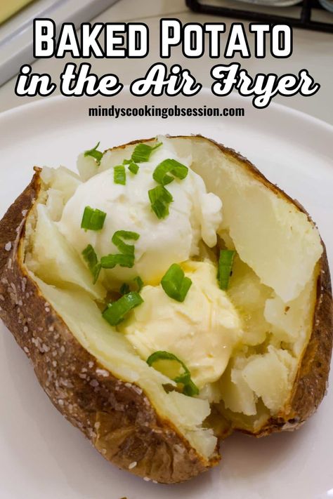 Baked Potato Slices In Air Fryer, Baked Potato In Ninja Air Fryer, Bake Potato In Air Fryer, Potatoes In Air Fryer Diced, Air Fry Baked Potato Time, Air Fryer Baked Potato, Perfect Baked Potato, Making Baked Potatoes, Baked Potato Recipes