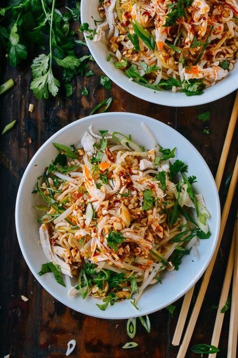 Cold Noodles with Shredded Chicken Cold Noodles Recipes, Easy Packed Lunch, Salad Skewers, Wok Of Life, Woks Of Life, The Woks Of Life, Cold Noodles, Shredded Chicken Recipes, Peanut Recipes