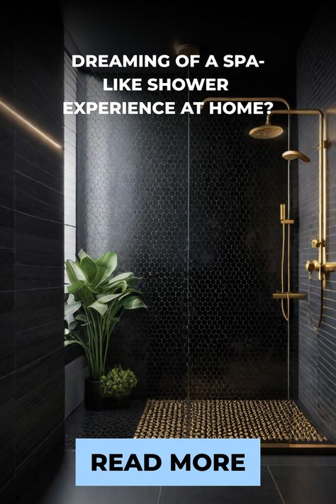 Discover 12 tips to create a luxurious and relaxing bathroom shower, including tile choices, lighting, and amenities for the ultimate at-home spa experience. Steam Shower Design Ideas, Spa Shower Ideas Walk In, Steam Showers Bathroom Master Bath, Rain Shower Bathroom, Spa Bathroom Design, Rock Floor, Spa At Home, Relaxing Bathroom, Tidy Bathroom