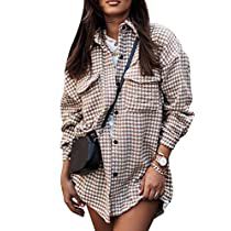 Check this out! Women Loose Shirt, Stile Boho Chic, Winter Blouses, Houndstooth Jacket, Long Sleeve Outerwear, Casual Vest, Turndown Collar, Winter Mode, Plaid Jacket