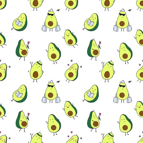 Seamless baby pattern with cute avocado. Background nursery. Tailoring, print fabric and textiles. Endless wallpaper. Avocado Vector, Avocado Background, Avocado Wallpaper, Avocado Pattern, Avocado Print, Baby Pattern, Cute Avocado, Fruit Pattern, Hello Summer