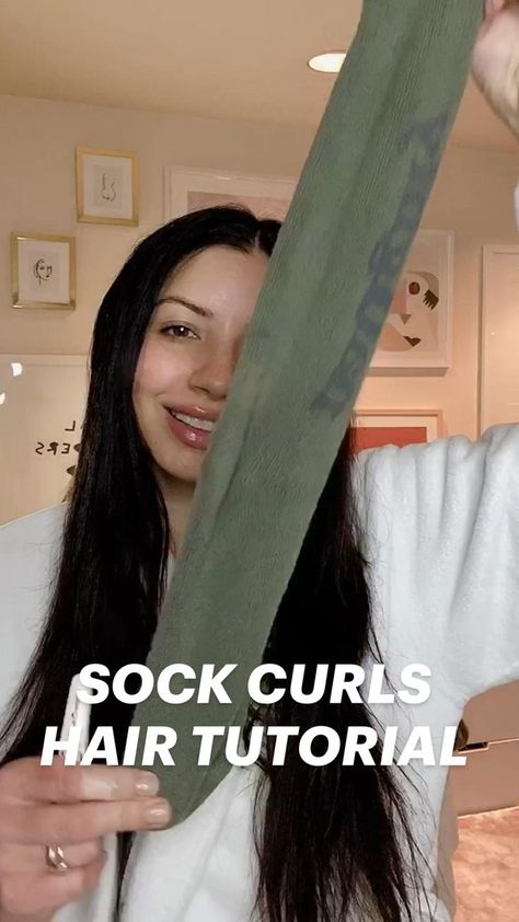 SOCK CURLS HAIR TUTORIAL | Hair styles, Long hair styles, Heatless hairstyles Easy Heatless Curls, Sock Curls, Hair Curling Tutorial, Curls Hair, Bangs Hairstyles, Hair Tips Video, Hair Homecoming, Heatless Hairstyles, Heatless Curls