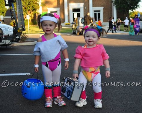 Toddler Workout, Workout Costume, 80s Workout Costume, Funny Kid Costumes, Workout Girls, Couples Costumes Creative, Twin Costumes, 80s Outfits, Funny Couple Costumes