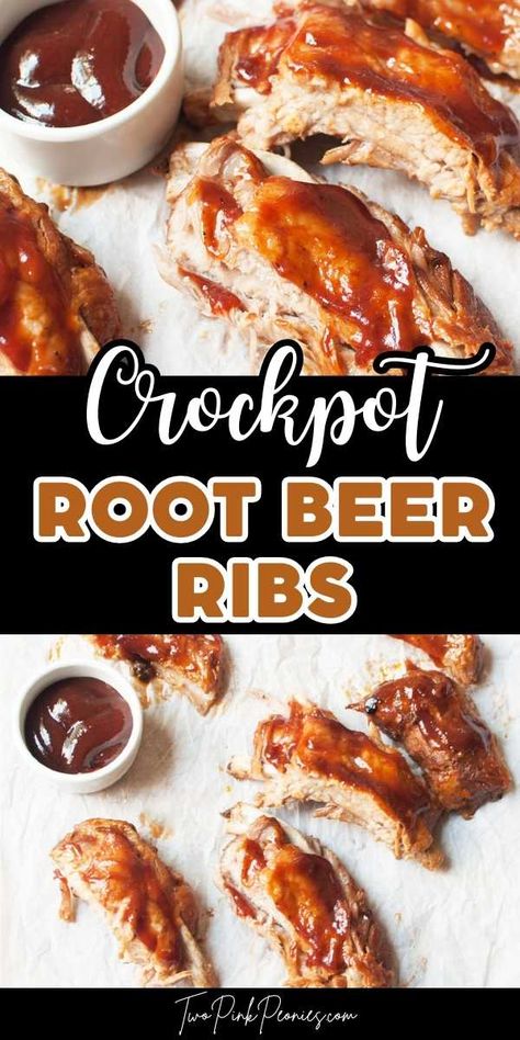 Boneless Pork Ribs Crockpot, Root Beer Pork, Root Beer Ribs, Crockpot Pork Ribs, Dump And Go Crockpot, Slow Cooker Barbecue Ribs, Slow Cooker Ribs Recipe, Baked Beans Crock Pot, Pork Back Ribs