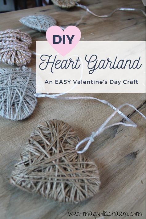 Diy Heart Garland, Diy For Him, Valentines Day Cards Diy, Valentine Garland, Easy Valentine Crafts, Diy Valentine's Day Decorations, Diy Heart, Diy Valentines Decorations, Valentine's Day Decor