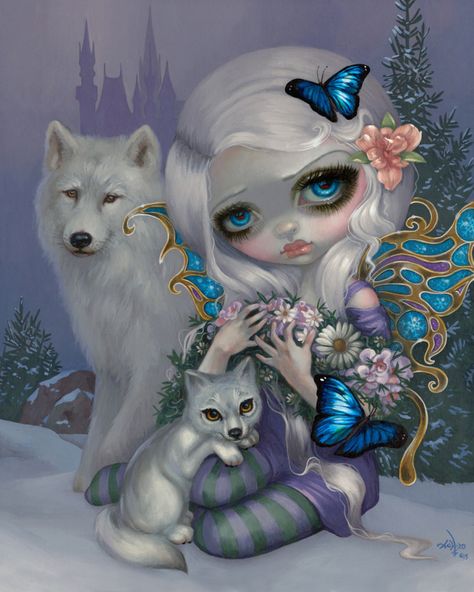 Jasmine_Becket-Griffith_pop_gallery_orlando_beautifulbizzare_001 Griffith Art, Jasmine Beckett Griffith, Jasmine Becket Griffith, Baby Wolf, Amy Brown, Big Eyes Art, Eyes Art, Fairy Pictures, Winter Fairy