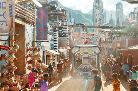 Black Panther’s Wakanda is a transportation utopia with a dash of reality - The Verge Futurism Architecture, Black Panther Wakanda, City Planner, Movie Black, Black Panthers, Futuristic City, Zaha Hadid, Milan Design Week, Futuristic Technology