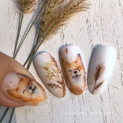 Aquarelle Nails, Nail Sculpture, Bird Nail Art, Disney Acrylic Nails, Cat Nail Art, Water Color Nails, Nail Drawing, Primary Colours, Fall Nail Art Designs