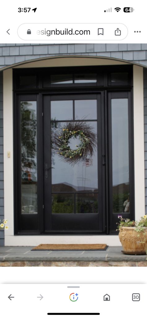 Black Metal Front Door Entrance, Black Metal Front Door, Metal Front Door, Custom Front Doors, Front Door Makeover, Front Door Entrance, Door Design Modern, House Doors, Side Lights