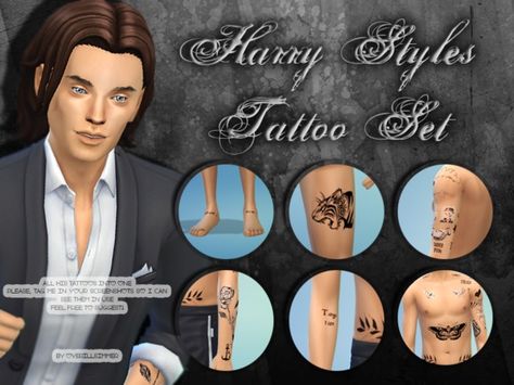 LiliSimmer's Harry Styles Tatttoos The Sims 4 Tattoo, Hary Styles, Harry Styles Clothes, Cc The Sims 4, Harry Styles Hair, Cc Packs, Sims 4 Male Clothes, Sims 4 Tattoos, Harry Styles Tattoos