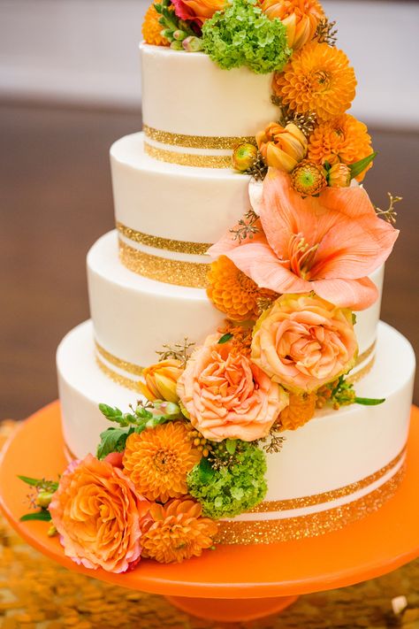 Glitter Wedding Cake, Orange Weddings, Wedding Cake Table Decorations, Designer Cookies, Charleston Wedding Photography, Charleston Sc Wedding, Designer Cakes, Cake Table Decorations, Wedding Cake Table