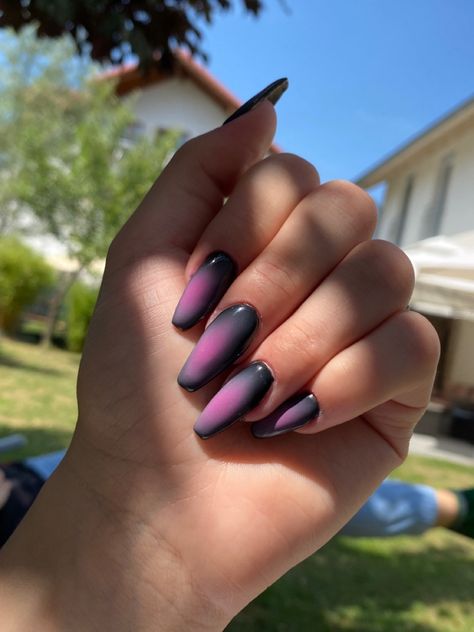 Aura Nails Square, Black Aura Nails, Pink Aura Nails, Black Aura, Aura Nails, Nails Square, Pink Aura, Purple Black, Winter Nails