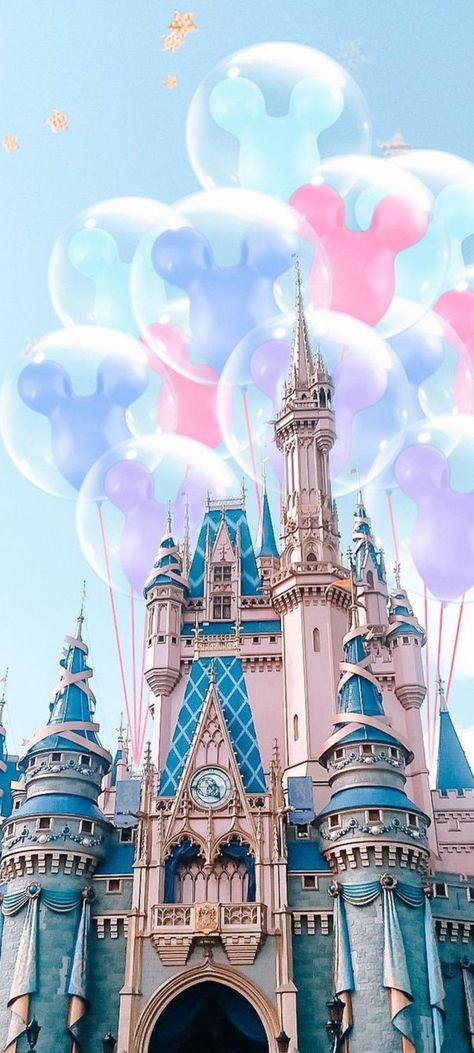 Disney Aesthetic Wallpaper, Chateau Disney, Colorful Backdrop, Mickey Mouse Balloons, Most Paused Movie Scenes, Disney Background, Disney Iphone, Cute Disney Pictures, Disney Collage