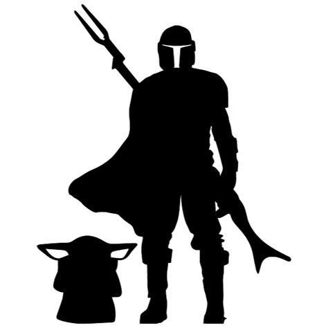 Mandalorian And Grogu Silhouette, Mandolorian Silouhette, Mandalorian Silhouette, Star Wars Stencil, Star Wars Silhouette, Wooden Xmas Trees, Projets Cricut, Silhouette Painting, May The 4th Be With You