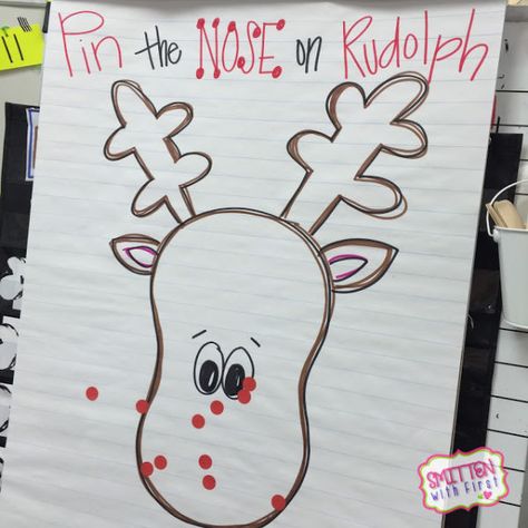 Reindeer Games For Kids, Pin The Nose On Rudolph, Kindergarten Christmas Party, Preschool Christmas Party, Classroom Christmas Party, Christmas Party Games For Kids, Christmas Party Activities, School Christmas Party, Christmas Units