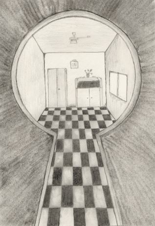 Looking through a keyhole by oswin-drawings 3d Art Drawing, Art Drawings Sketches Pencil, Perspective Art, Easy Drawings Sketches, Perspective Drawing, School Art Projects, Doodle Art Designs, Pencil Art Drawings, Art Drawings Sketches Creative