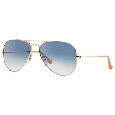 Gold Aviator Sunglasses, Ray Ban Wayfarer, Ray Ban Aviator, Classic Sunglasses, Blue Gradient, Ray Ban Aviators, Metal Sunglasses, Blue Lenses, Unisex Accessories