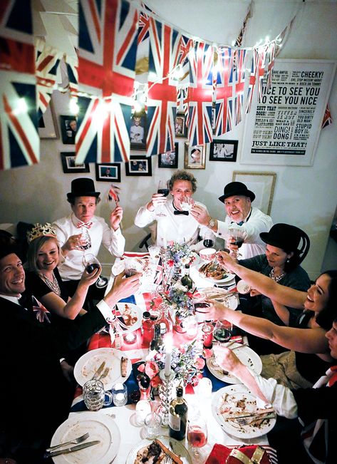 Great idea for australia day English Party Theme, English Party, Party Moodboard, Royal Theme Party, British Themed Parties, What Katie Ate, British Tea Party, Uk Party, Themed Dinner Party