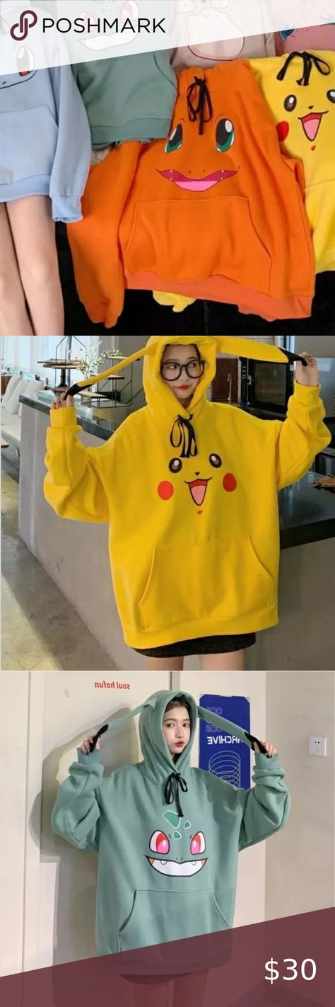 COPY - Pokemon sweatshirts with hoods with ears Pokemon Sweaters, Pokemon Sweatshirt, Pokemon Red, Back 2 School, Yellow Fashion, Red Yellow, Pokemon, Sweaters For Women, Outfit Inspo