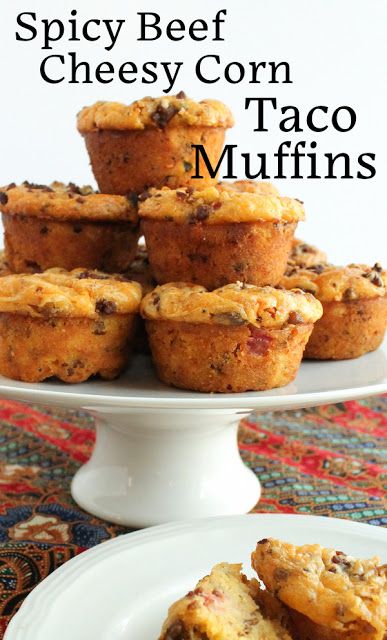 Food Lust People Love: Spicy Beef Cheesy Corn Taco Muffins - These cheesy muffins made with spicy canned tomatoes and cornmeal turn leftover ground beef seasoned with taco spices into a great breakfast or brunch option. Cornbread Taco Muffins, Taco Cupcakes With Cornbread, Mexican Muffins, Taco Muffins, Cornbread Appetizer, Cheesy Muffins, Leftover Ground Beef, Taco Spices, Muffin Monday