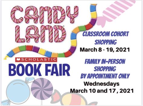 Candyland Book Fair, Pto Board, Book Sayings, Scholastic Book Fair, Reading Month, Book Fair, Media Center, Candy Land, Candy Cane