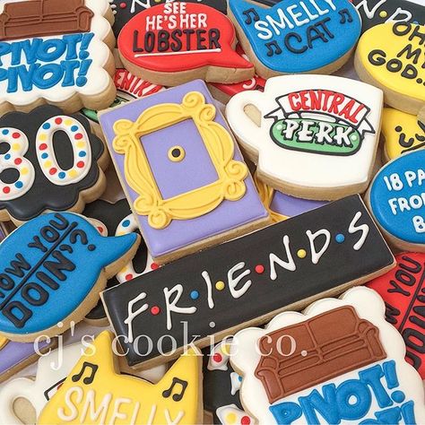 Friends theme for a 30th! #decoratedcookies #sugarcookies… Friends Cake, Friends Bridal, Gateaux Cake, 30th Birthday Parties, Friends Party, Friends Show, Friends Tv Show, Friends Tv, Birthday Surprise