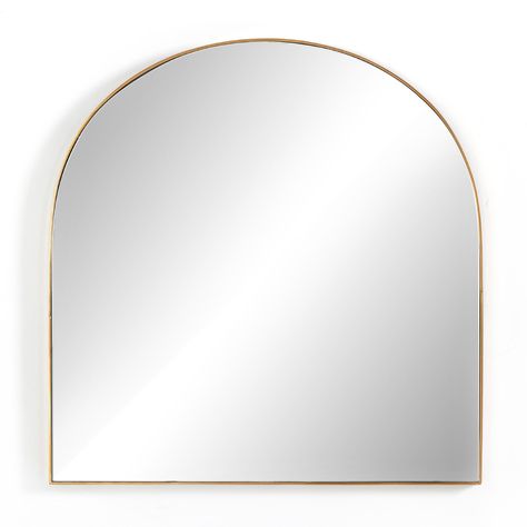 Perfectly scaled for styling above a mantel or fireplace, a beautifully arched mirror is finished out in an elegant polished brass.Product Overview Color: Polished Brass Dimensions: 2"D x 39"W x 40"H Materials: Aluminum, Mirror Weight: 70.85 lb Wide Arch Mirror, Wide Mirror, St Andrew, Arched Mirror, Arch Mirror, Bathroom Reno, Four Hands, Burke Decor, Custom Upholstery