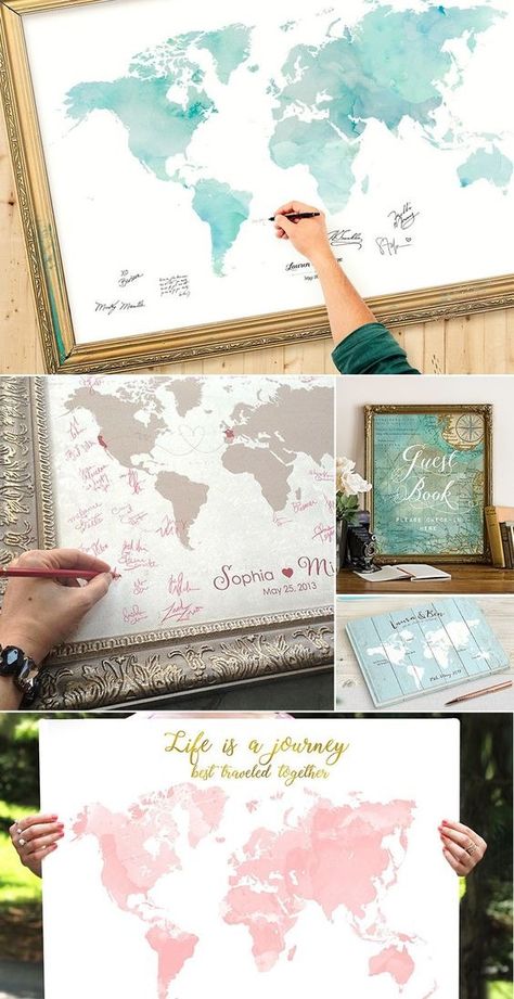 Travel Themed Wedding Ideas, Map Guest Book Wedding, Love Is A Journey, Unique Guest Book Alternatives, Themed Wedding Ideas, Travel Themed Wedding, Unique Guest Book, Wedding Planner Book, Unique Bridal Shower