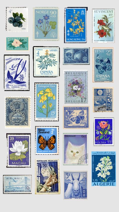 #stamps #blue #wallpaper #vibes Wallpaper Vibes, Postage Stamp Design, Scrapbook Printing, Collage Background, Collage Making, Vintage Stamps, Blue Wallpaper, Cute Wallpaper Backgrounds, Scrapbook Stickers