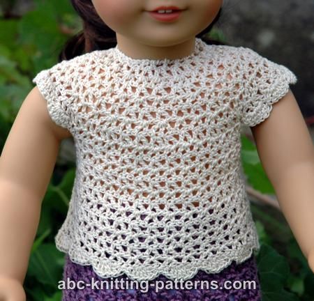 ABC Knitting Patterns - American Girl Doll Elegant Summer Blouse Crochet Doll Top Free Pattern, Crochet Doll Shirt Free Pattern, American Girl Crochet Free Patterns, Crochet American Girl Doll Clothes Free, Doll Blouse, Crochet Doll Clothes Patterns, Top Crochet Pattern, American Girl Crochet, Crochet Doll Dress Inspire Uplift ⭐