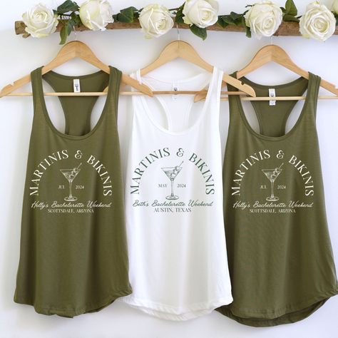 Martinis And Bikinis, Unique Bridal Party Gifts, Team Bride Shirts, Bridal Party Favors, Beach Bachelorette, Bridal Party Shirts, Bachelorette Party Shirts, Team Bride, Matches Fashion