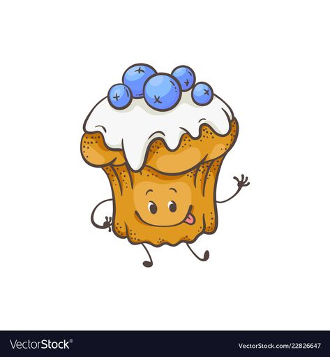 Muffin Illustration Art, Muffin Illustration, Baking Cartoon, Muffin Clipart, Muffin Cartoon, Waving Hand, Baked Dessert, Bengali Art, Comic Tattoo