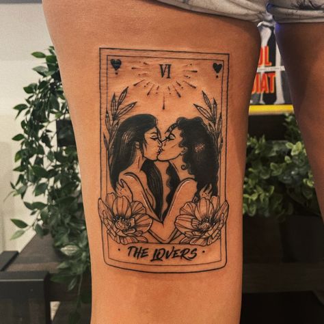 Tattoo Ideas Nature, The Lovers Tattoo, Lgbt Tattoo, Couple Tattoo Ideas, Lovers Tattoo, Gay Tattoo, Lovers Tarot Card, Pride Tattoo, Tattoo Couple