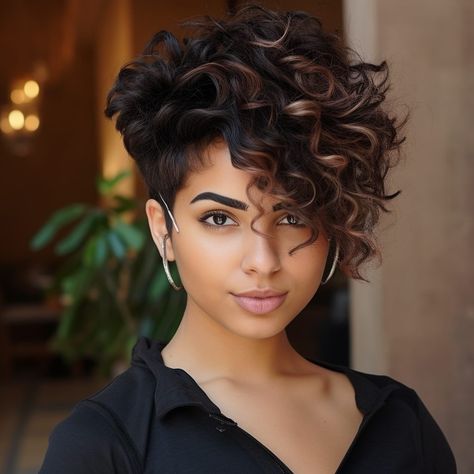 64 short hairstyles for black women to Look Chic and Stylish Shaved Sides Hairstyles, Curly Asymmetrical Bob, Sleek Braid, Short Hairstyles For Black Women, Curly Hairstyles For School, Shaved Pixie, Shaved Side Hairstyles, Short Box Braids, Hairstyles 2024