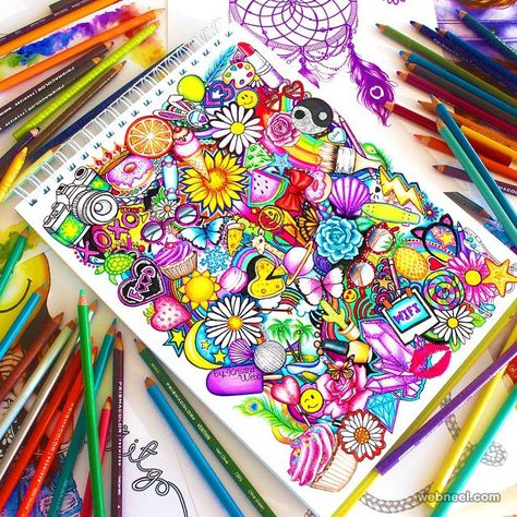 25 Beautiful Color Pencil Drawings and Creative Art works by Kristina Webb. Read full article: http://webneel.com/color-pencil-drawings-kristina-webb | Follow us www.pinterest.com/webneel Kristina Webb Art, Color Pencil Drawings, Drawing Ideas Creative, Kristina Webb, Pencil Creative, Colour Full, Doodle Art Drawing, Doodle Coloring, Art Drawings Sketches Creative