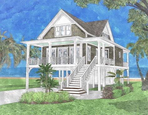 Elevated, Piling and Stilt House Plans - Page 8 of 52 - Coastal Home Plans Beach Cottage Design, Beach Chic Decor, Coastal Homes Plans, Beautiful Beach Houses, Beach House Tour, Beach House Furniture, Cottage Coastal, Beach House Interior Design, Coastal House Plans