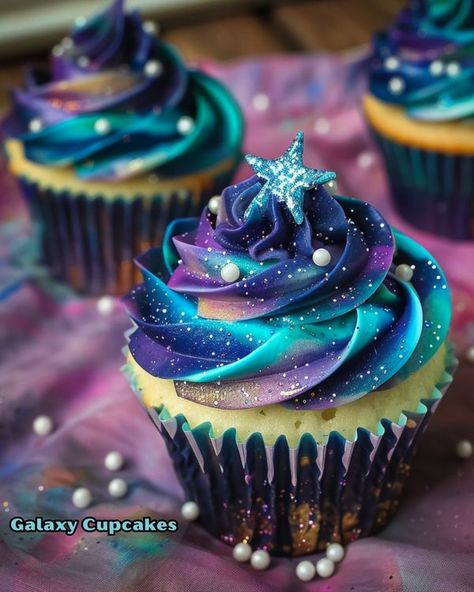 Outer Space Cupcakes, Celestial Cupcakes, Space Cookies, Galaxy Cupcakes, Space Cupcakes, Cupcake Piping, Kid Cupcakes, Kid Parties, Birthday Wallpaper