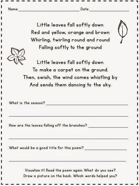 Positively Learning: 5 for Friday & Fall Poetry Freebie Poetry Comprehension Worksheets, Poems For Middle School, Fall Poem, Fall Poetry, Poetry Comprehension, Ela Stations, Articles Worksheet, Poetry Worksheets, Awakenings Movie