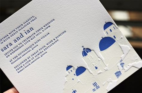 Invitations for a wedding in Greece... we love the shades of blue and crisp white! Santorini Party, Bespoke Letterpress, Letter Invitation, Grecia Santorini, Greek Islands Wedding, Santorini Grecia, Grecian Wedding, Mykonos Wedding, Santorini Blue