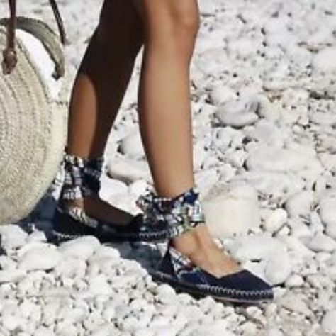 Zara navy blue ribbon tie espadrilles in size 39 Flat Leather Shoes, Denim Espadrilles, Brown Espadrilles, Gold Espadrilles, Navy Blue Flats, Blue Espadrilles, Tie Up Sandals, Suede Leather Shoes, Lace Wrap